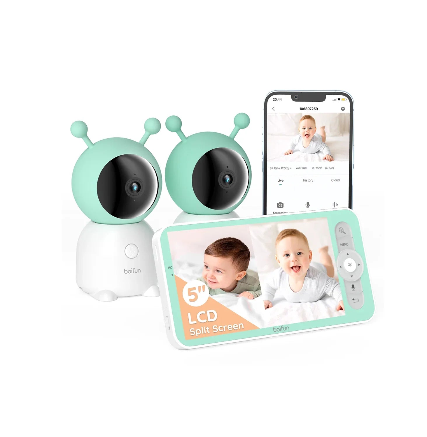 BOIFUN Baby Monitor 6T with 5.0” HD Display and 360° Camera