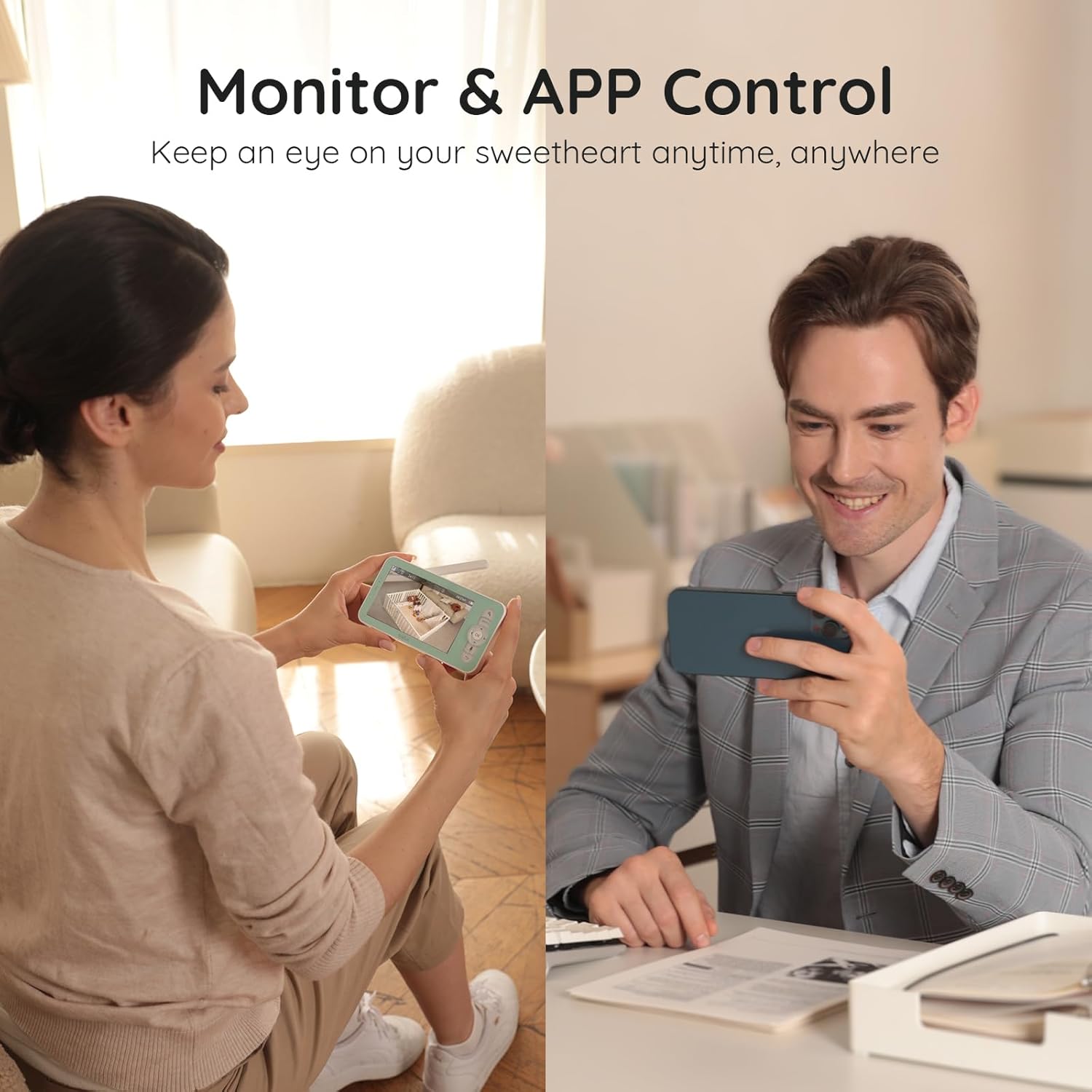 Boifun app baby monitor with monitor and app two-way control