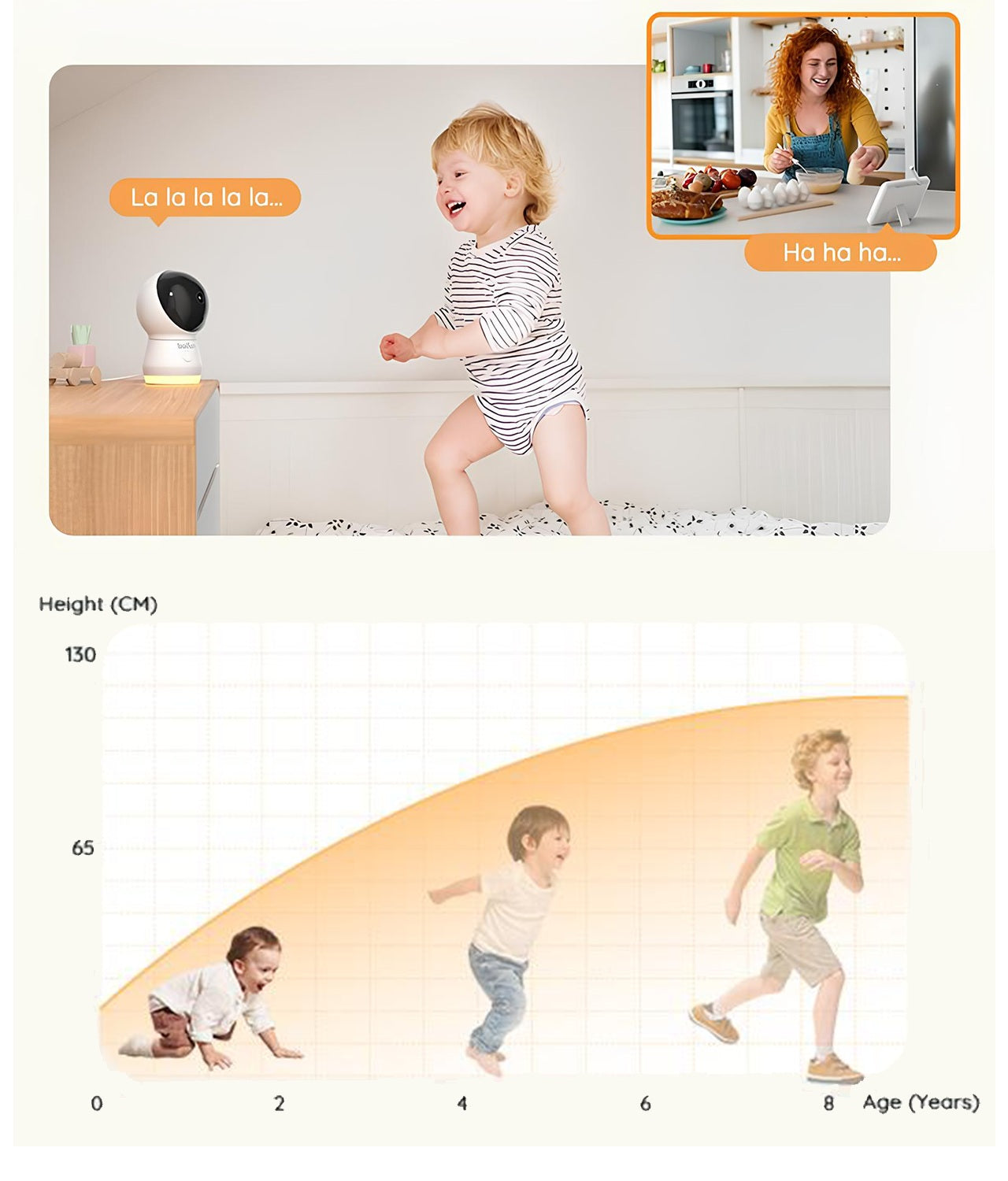 Boifun 4TM baby monitor with two-way voice communication to stay connected and monitor every moment of your baby's growth