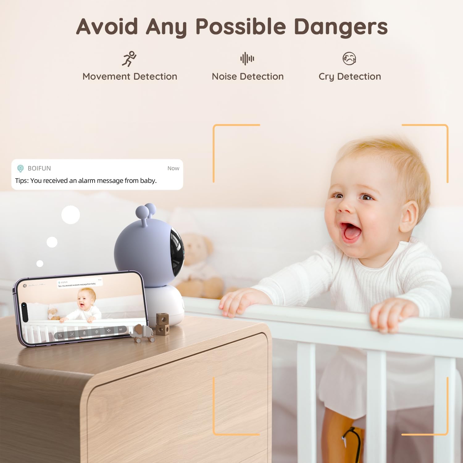 BOlFUN Baby Monitor Baby 2S with Noise Detection