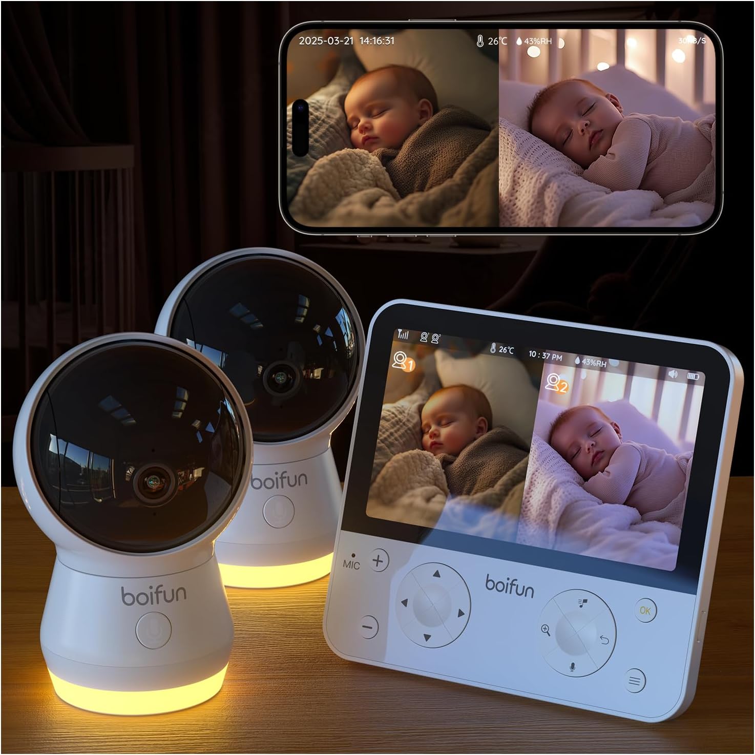 BOIFUN Baby Monitor 4TM with 5.5” HD Display and 360° Camera